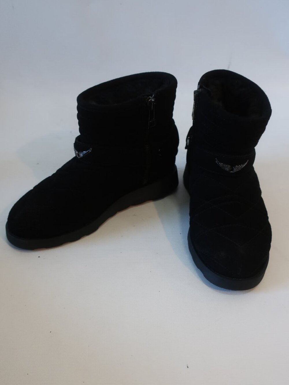 Womens Zadig & Voltaire Black Quilted Suede Faux Fur Lined Booties 38 US/8
